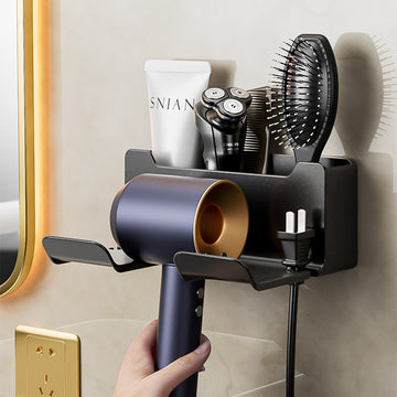 Wall-Mounted Hair Dryer Bracket Shelves Hand-Free Hair Dryer Hangers Bathroom Storage Rack