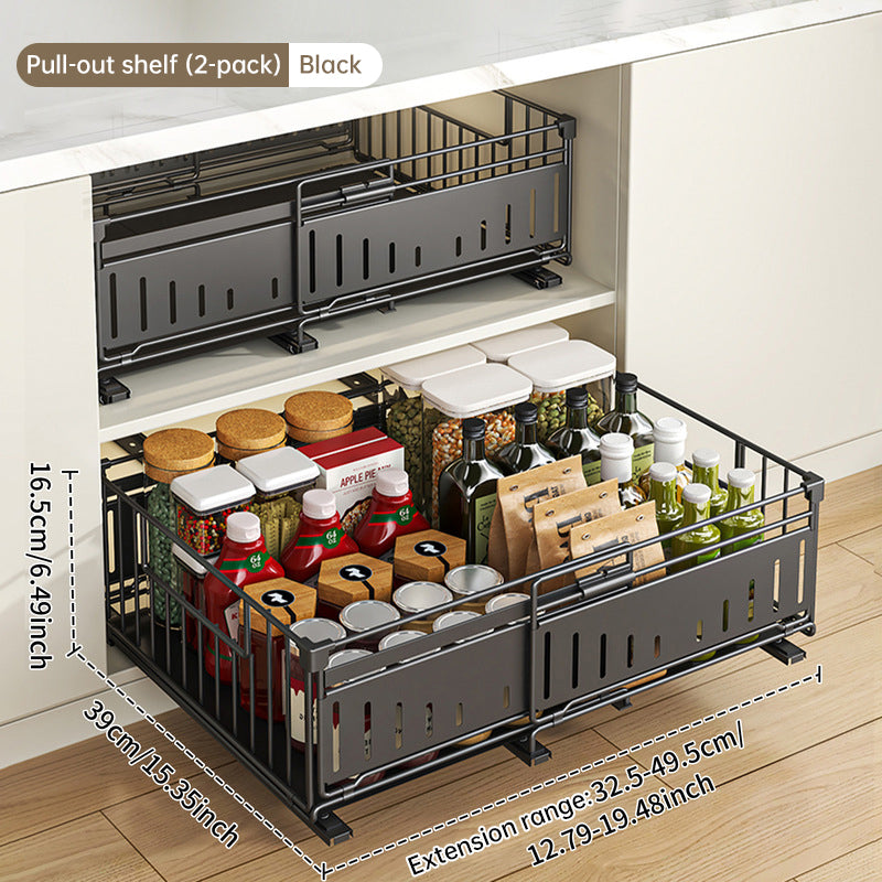 Telescopic Kitchen Drawer Organizer, Adjustable Slide-Out Storage Rack ...